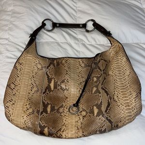 Ruehl genuine snake skin hobo bag